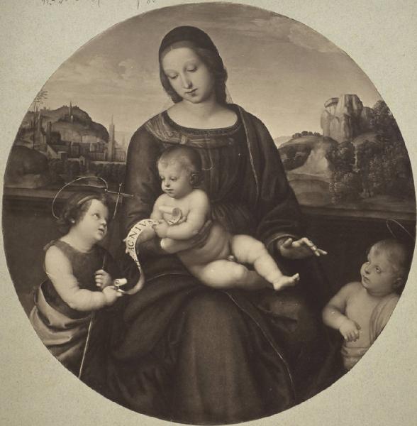 Sanzio, Raffaello - Madonna con Bambino, san Giovannino e un santo bambino (Madonna Terranova) - Dipinto - Olio su tavola - Berlino - Staatliche Museen - Gemäldegalerie