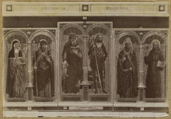 Foppa, Vincenzo - I santi Chiara e Bonaventura, Girolamo e Alessandro, Ludovico da Tolosa e Bernardino da Siena (Polittico delle Grazie, part.) - Dipinto - Tempera e olio? su tavola - Milano - Pinacoteca di Brera