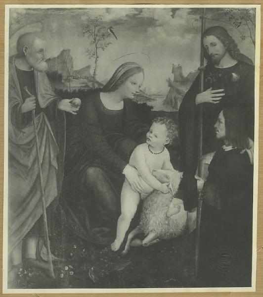 Bergognone, Bernardino - Madonna con Bambino, san Giuseppe, san Rocco e il donatore - Dipinto su tavola - Bergamo - Collezione Moroni