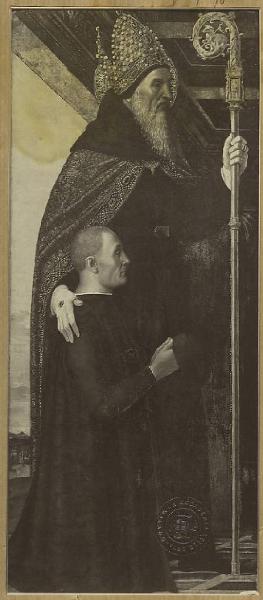 Ambrogio da Fossano detto Bergognone - Sant'Agostino e donatore - Dipinto su tavola trasportata su tela