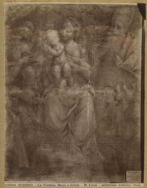 Lanino, Bernardino - Madonna con Bambino tra due santi e donatori - Disegno - Torino - Galleria dell'Accademia Albertina