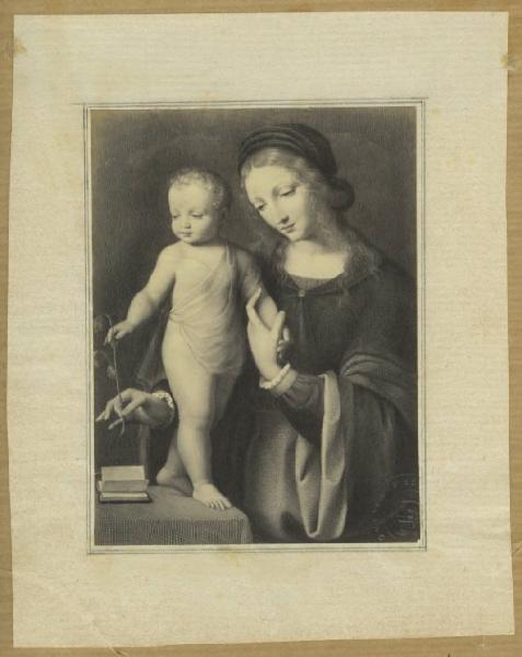 Copia da Bernardino Luini - Madonna con Bambino (Madonna del ranuncolo) - Incisione