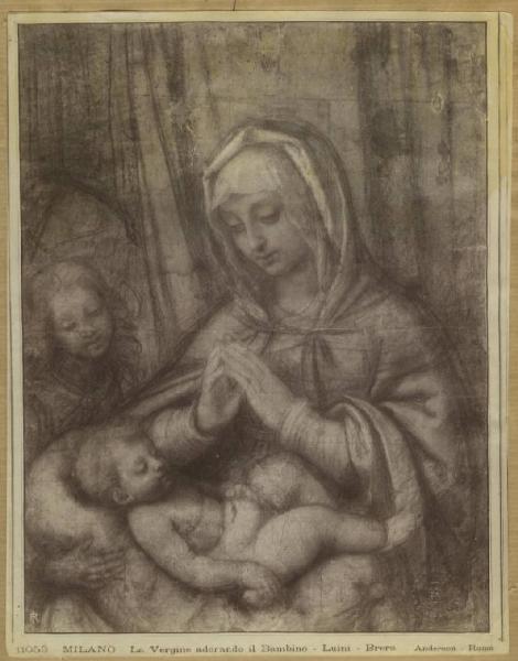 Luini, Bernardino - Madonna in adorazione del Bambino con san Giovannino - Disegno - Cartone preparatorio - Milano - Pinacoteca di Brera