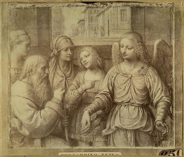 Luini, Bernardino - Tobia e san Raffaele Arcangelo (Tobiolo e l'angelo) in atto di partire - Disegno - Milano - Biblioteca Ambrosiana