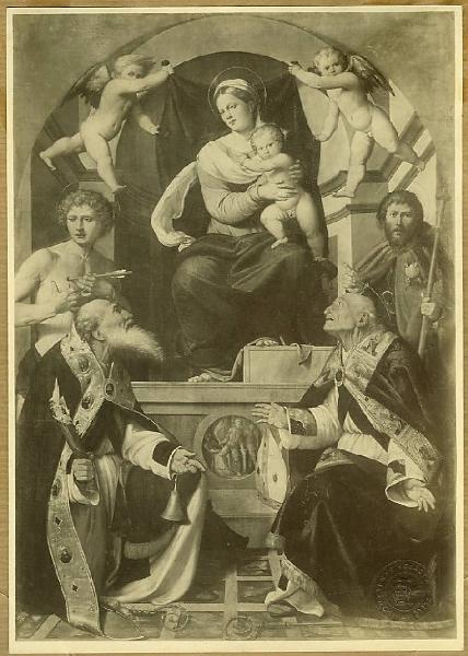 Piazza, Callisto - Madonna con Bambino tra i santi Sebastiano, Antonio abate, Rocco e Siro - Dipinto - Breno - Chiesa di Sant¿Antonio Abate