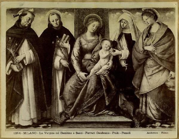 Ferrari, Gaudenzio - Madonna con Bambino in trono tra san Pietro Martire, san Domenico, santa Caterina da Siena e santa Marta - Dipinto a olio su tavola - Milano - Museo Poldi Pezzoli