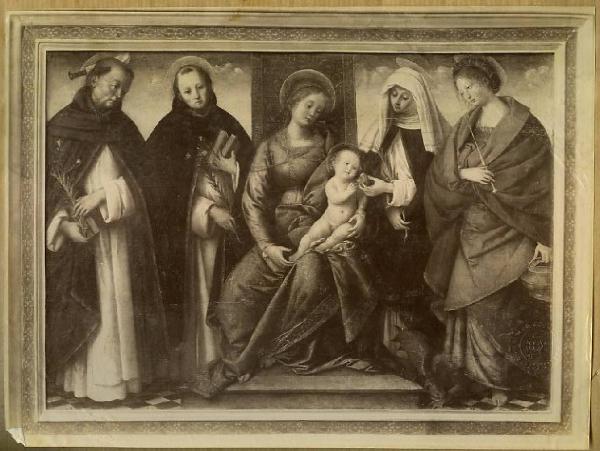 Ferrari, Gaudenzio - Madonna con Bambino in trono tra san Pietro Martire, san Domenico, santa Caterina da Siena e santa Marta - Dipinto a olio su tavola