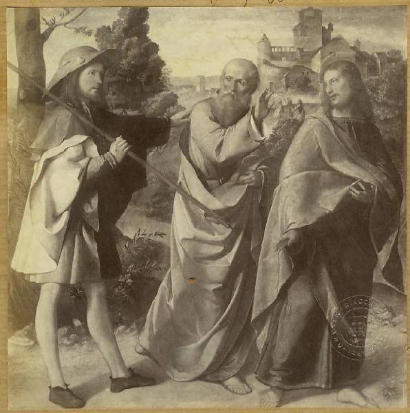 Melone, Altobello - Incontro di Cristo e i discepoli sulla via di Emmaus - Dipinto - Olio su tavola - Londra - National Gallery