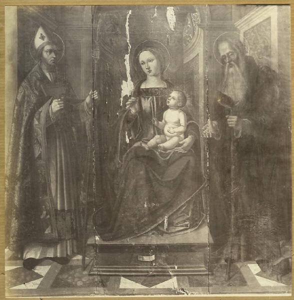Campi, Galeazzo - Madonna con Bambino in trono con san Biagio e sant'Antonio Abate - Dipinto a olio su tavola