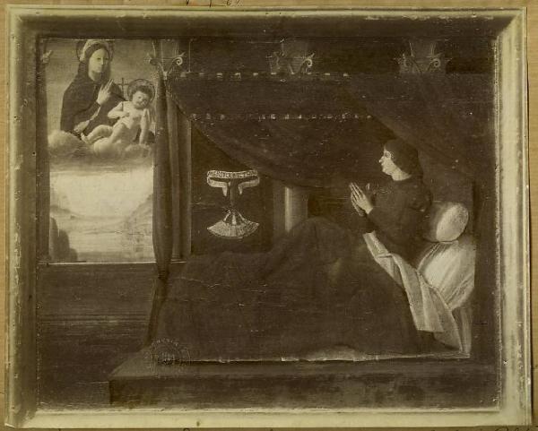 Pittore lombardo fine sec. XV inizio sec. XVI - Apparizione della Madonna a Ludovico il Moro - Dipinto - Tempera su tavola - Milano
