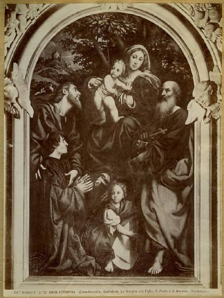 Pordenone - Madonna con Bambino, i santi Filippo e Giacomo e il donatore Giacomo Schizzi - Dipinto su tavola - Cremona - Duomo