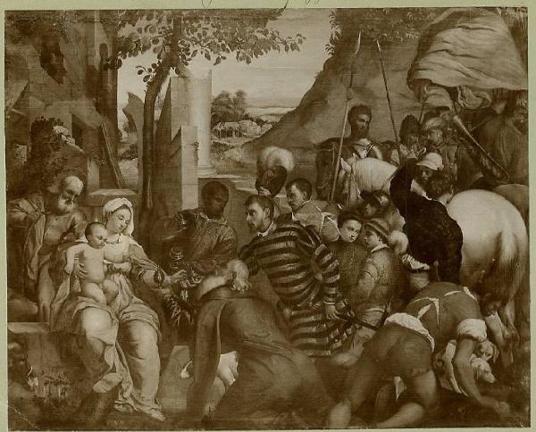Copia da Jacopo Bassano - Adorazione dei Magi - Dipinto - Olio su tela - San Pietroburgo - Ermitage