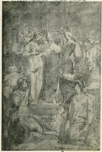 Chimenti, Jacopo detto Jacopo da Empoli - Sposalizio di san Lorenzo (copia da Rosso Fiorentino) - Disegno - Firenze - Uffizi - Gabinetto dei Disegni e delle Stampe