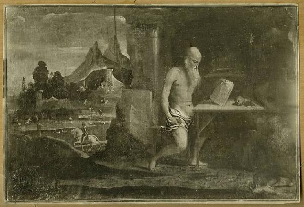Giovanni da Asola - San Girolamo penitente nel deserto - Dipinto a olio su tela