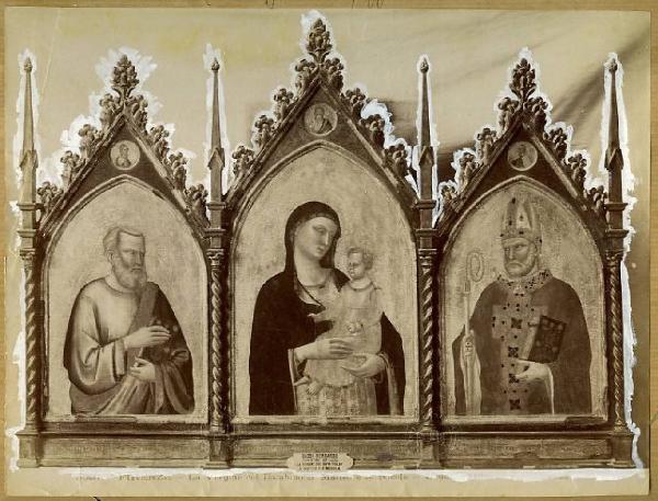 Daddi, Bernardo - Madonna con Bambino, san Matteo Evangelista e san Nicola di Bari - Trittico - Dipinto su tavola - Firenze - Uffizi