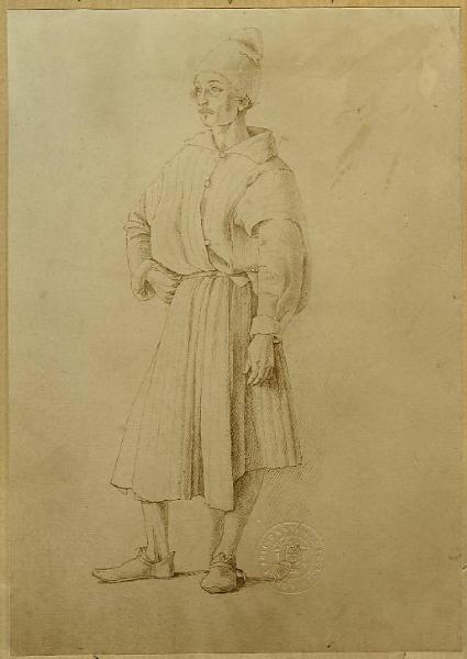 Bellini, Gentile - Figura maschile (Ritratto di uomo turco) - Disegno - Francoforte - Stadelsches Kunstinstitut