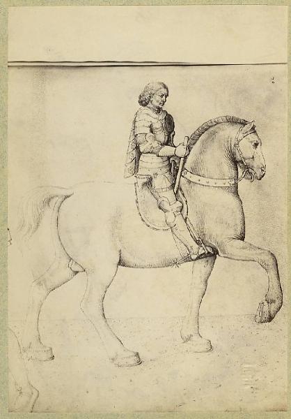 Bellini, Jacopo - Cavaliere a cavallo (part.?) - Disegno - Quaderno di schizzi - Parigi - Louvre - Département des Arts graphiques