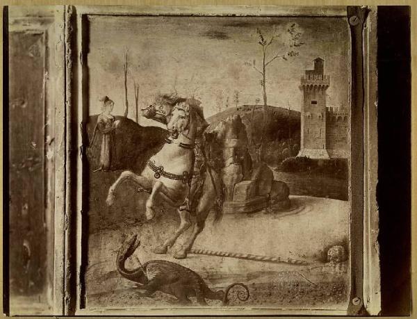 Bellini, Giovanni - San Giorgio e il drago - Scomparto di predella della Pala di Pesaro - Dipinto - Olio su tavola - Pesaro