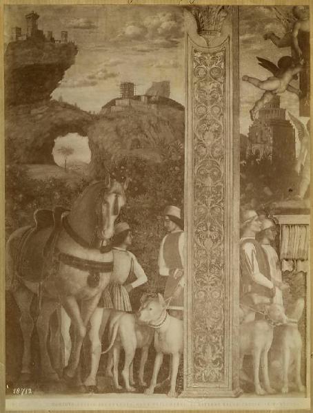 Mantegna, Andrea - Famigli con cavallo e cani - Affresco - Mantova - Palazzo Ducale - Camera degli Sposi - Parete ovest