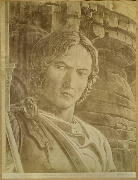 Mantegna, Andrea - Testa di guerriero - San Giacomo in giudizio (part.) - Affresco - Padova - Chiesa degli Eremitani - Cappella Ovetari