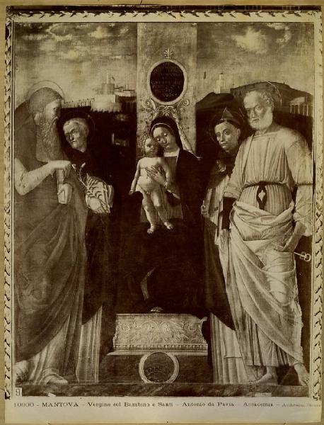 Antonio da Pavia - Madonna con Bambino tra i santi Pietro, Pietro martire, Girolamo e Antonio da Padova - Dipinto - Mantova - Accademia