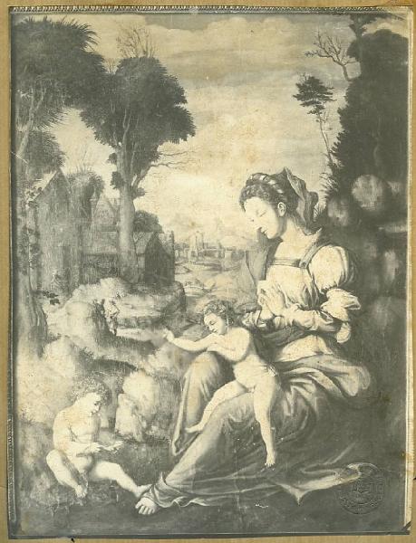 Ubertini, Francesco detto Bachiacca (bottega) - Madonna con Bambino e San Giovannino - Dipinto