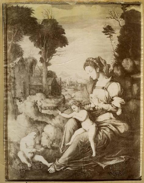 Ubertini, Francesco detto Bachiacca (bottega) - Madonna con Bambino e San Giovannino - Dipinto