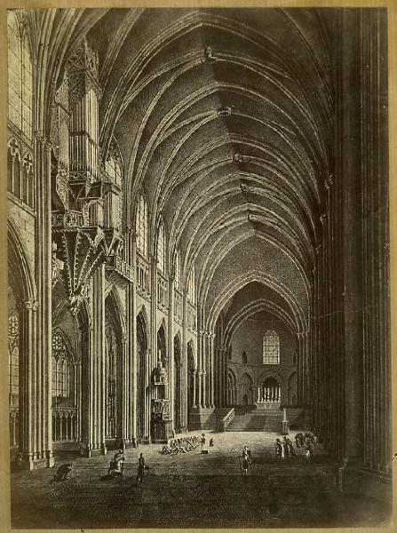 Autore sec. XIX - Navata centrale della Cattedrale di Strasburgo - Incisione