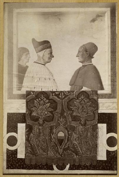 Bellini, Gentile (attr.) - Il Doge Vendramini con il suo segretario e un nunzio apostolico - Miniatura su pergamena - Londra?