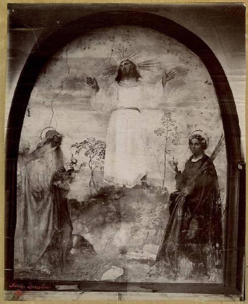 Luzzo, Lorenzo (Morto da Feltre) - Cristo Risorto tra i santi Antonio Abate e Lucia - Affresco - Feltre - Chiesa di Ognissanti