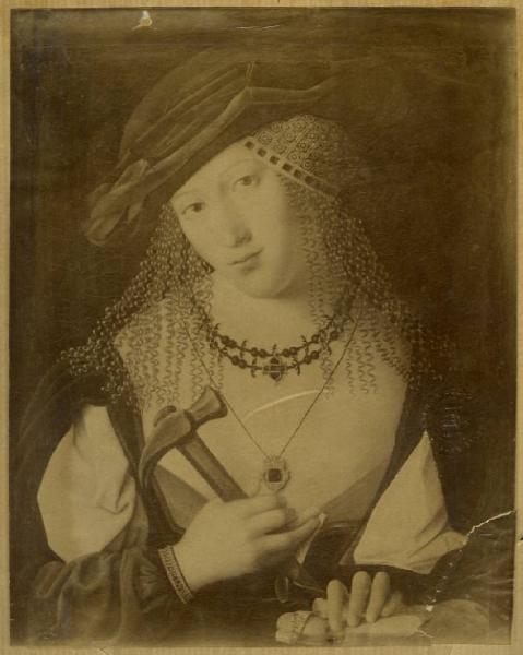 Bartolomeo Veneto - Ritratto di donna ebrea in veste di Joele - Dipinto su tavola