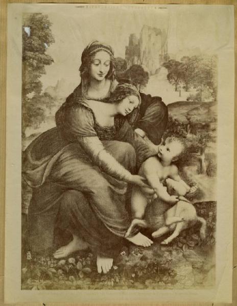 Salaj, Andrea (copia da Leonardo) - Sant'Anna e Madonna con Bambino che gioca con l'agnello - Dipinto - Firenze - Uffizi