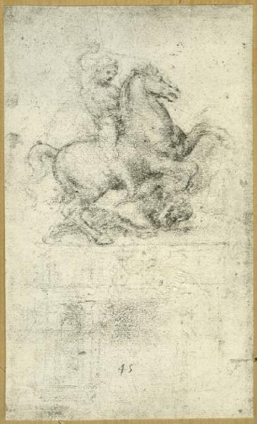 Leonardo da Vinci - Studio per un monumento equestre - Disegno - Windsor - Royal Library