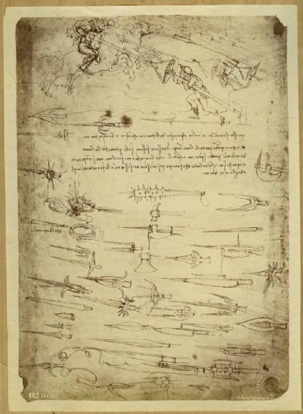 Leonardo da Vinci - Studio di armi e guerrieri in battaglia - Disegno - Venezia - Galleria dell'Accademia