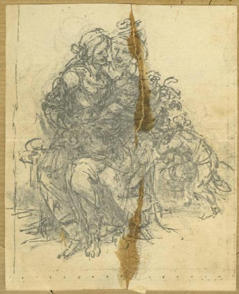 Leonardo da Vinci - Studio per la Madonna con Bambino, sant'Anna e san Giovannino (part.) - Disegno - Londra - British Museum - Department of Prints and Drawings