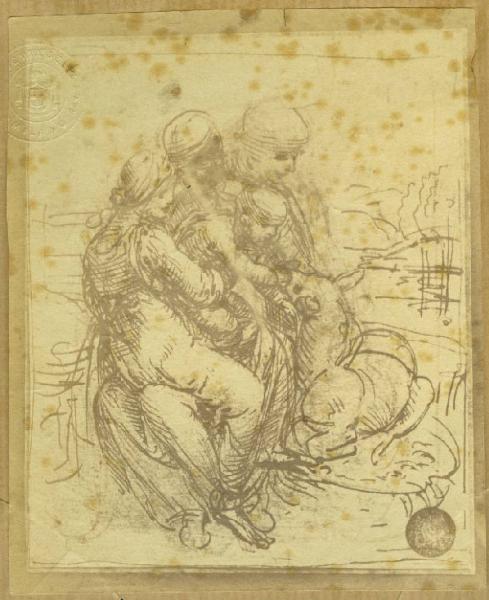 Leonardo da Vinci - Studio per Madonna con Bambino, sant'Anna e l'agnello - Disegno - Venezia - Galleria dell'Accademia