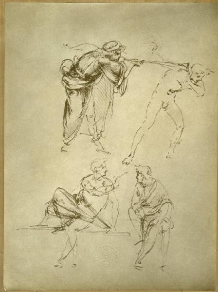 Leonardo da Vinci - Studio di quattro figure maschili - Disegno - Londra - British Museum - Department of Prints and Drawings