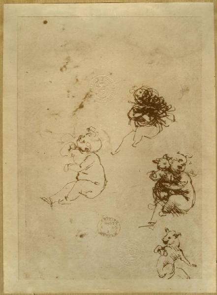 Leonardo da Vinci - Studio di figure di bambino con gatto - Disegno - Londra - British Museum - Department of Prints and Drawings