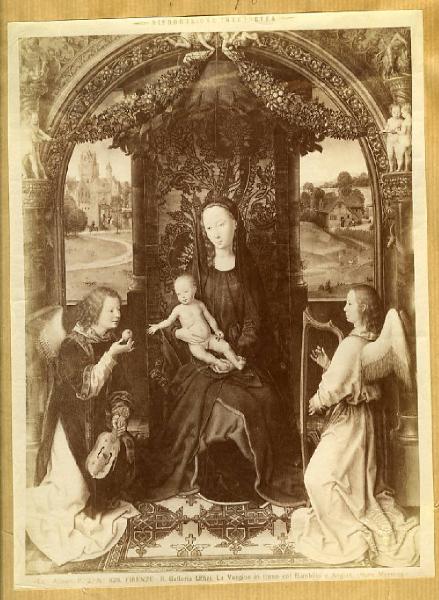 Memling, Hans - Madonna con Bambino in trono e due angeli musicanti - Dipinto - Firenze - Uffizi