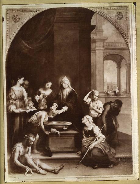 Murillo, Bartolomé Esteban - Santa Elisabetta d'Ungheria cura i tignosi - Dipinto - Olio su tela - Madrid