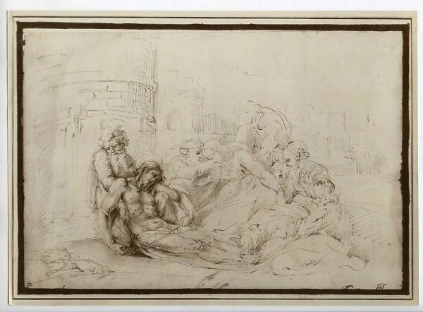 Disegnatore raffaellesco sec. XVI - Compianto su Cristo morto - Disegno - Stoccolma - Kongl. Museum (Nationalmuseum)