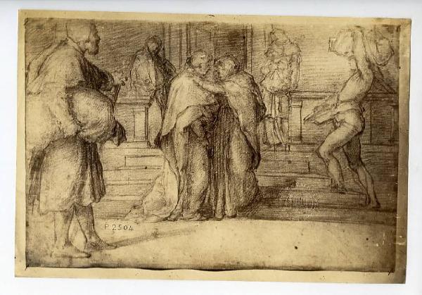 Andrea d'Agnolo detto Andrea del Sarto - Studio per la Visitazione del Chiostro dello Scalzo - Disegno - Firenze - Uffizi - Gabinetto dei Disegni e delle Stampe