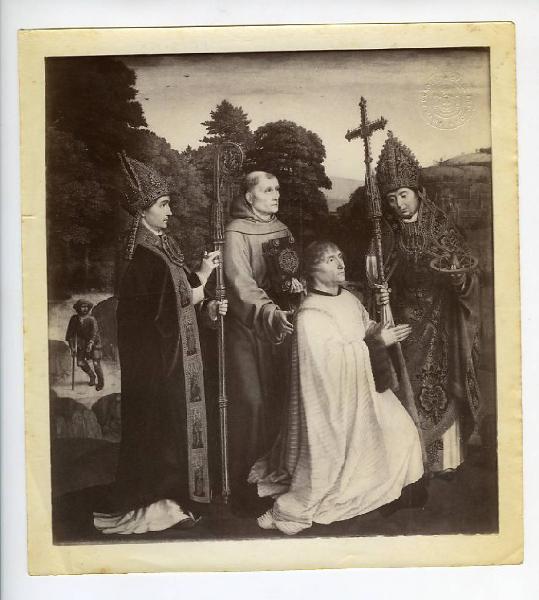 David, Gerard - Canonico Bernardijn Salviati e tre santi - Dipinto - Olio su tavola - Londra - National Gallery