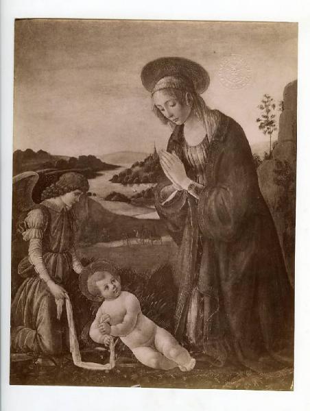 Gherardo di Giovanni - Madonna in adorazione del Bambino e un angelo - Dipinto su tavola - Londra - Collezione Mond