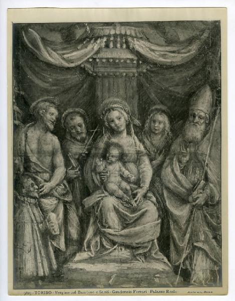 Lanino, Bernardino - Madonna con Bambino in trono, santi e donatore - Disegno - Torino - Biblioteca Reale