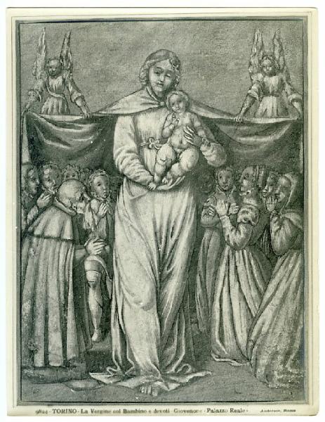 Disegnatore piemontese? sec. XVI - Madonna con Bambino angeli e devoti - Disegno - Torino - Biblioteca Reale