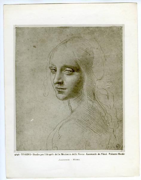 Leonardo da Vinci - Ritratto femminile, presunto studio per l'angelo della Vergine delle Rocce - Disegno - Torino - Boblioteca Reale