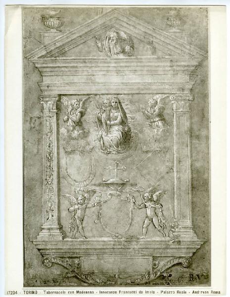 Francucci, Innocenzo detto Innocenzo da Imola - Studio per tabernacolo con Madonna e Bambino in gloria - Disegno - Torino - Boblioteca Reale