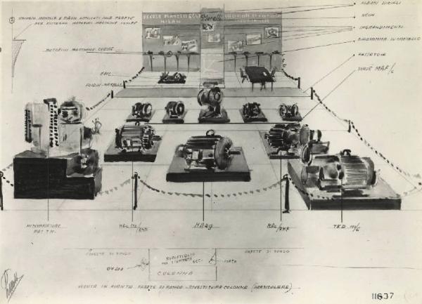 Ercole Marelli (Società) - Stand fieristico - Disegno