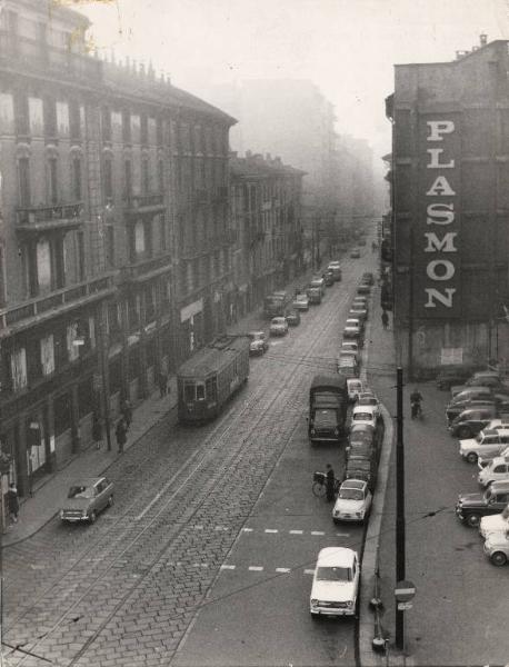 Milano - Corso Garibaldi - Veduta dall'alto - Tram